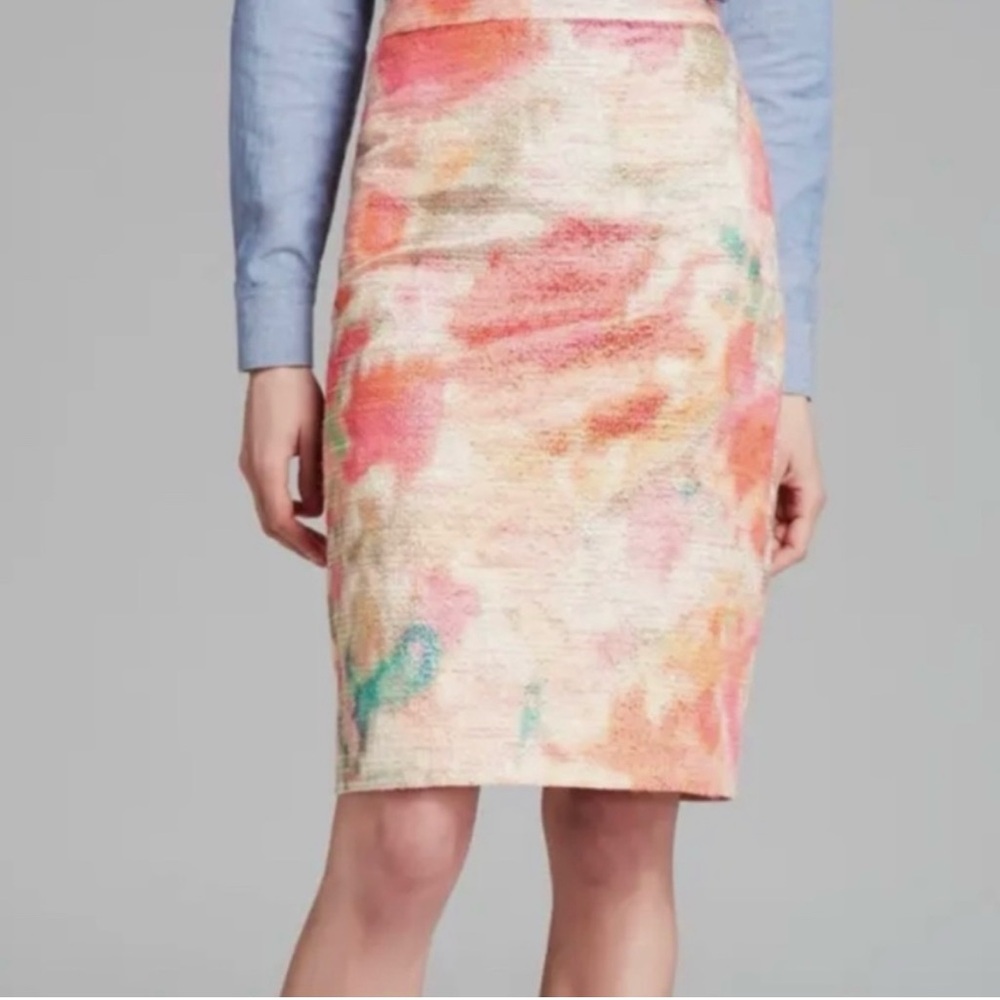 Kate Spade Tweed Metallic Pastel Watercolor Pencil Skirt Size 10 Like New